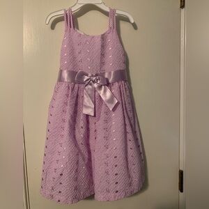 Bonnie Jean Lavender Seersucker Dress with Satin Waist Bow